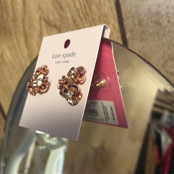 NWT Kate Spade ♠️ Sparkly Rhinestone Rose Gold Earrings - Picture 5 of 12
